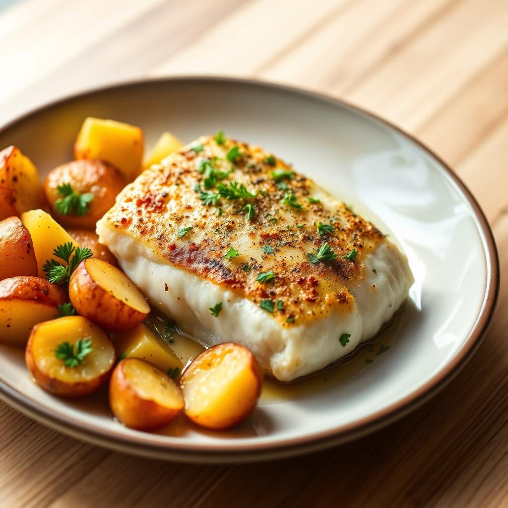Baked Cod with Roasted Potatoes