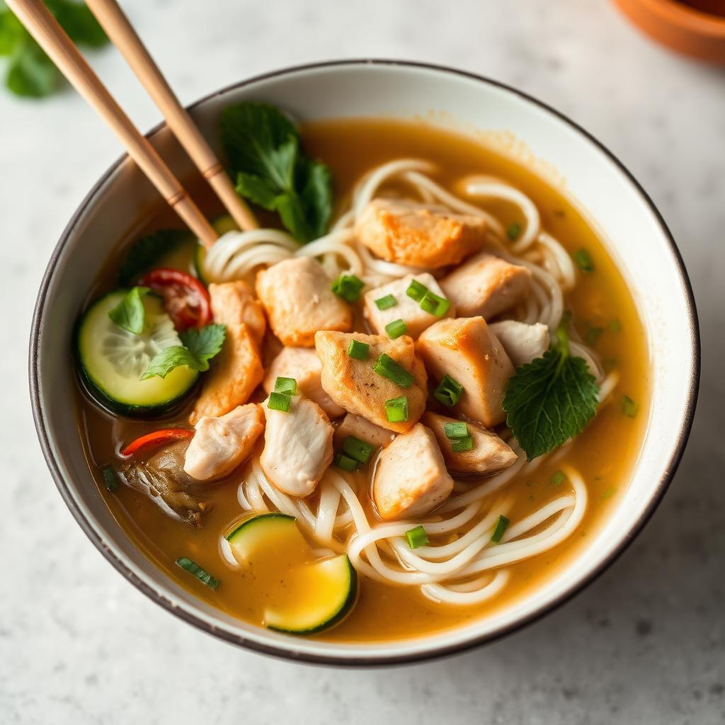 Rice Noodle Chicken Bowl