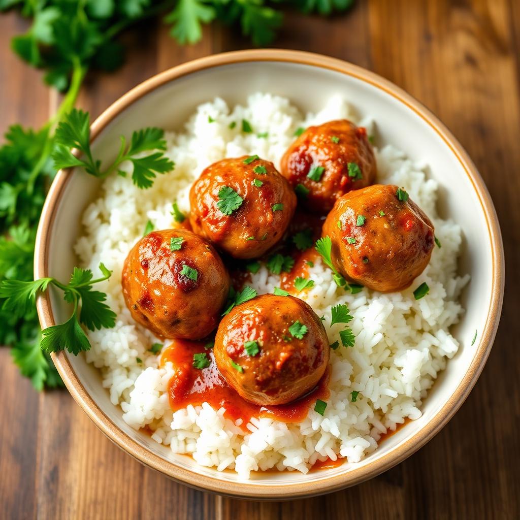Turkey Meatballs over Rice